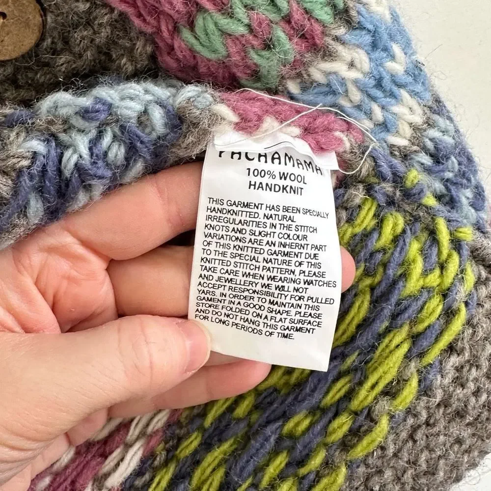 Pachamama Women’s Large Tintagel 100% Wool Multicolored Cardigan Made in Nepal - Picture 4 of 7